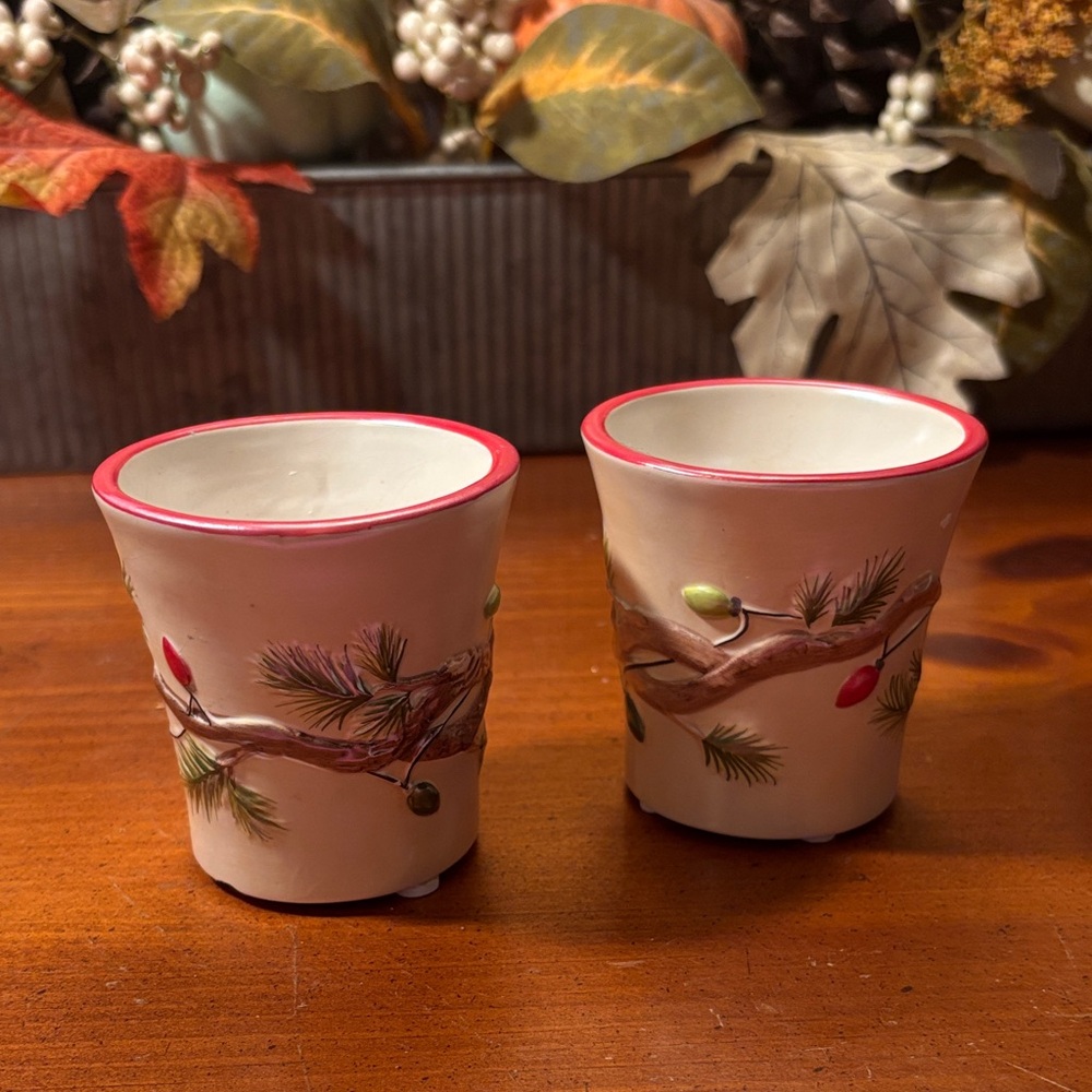 Yankee Votive Ceramic Candle Holders with Holiday Design